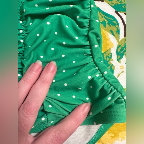 Unique Vintage Plus Size Green & White Pin Dot Monroe Swim Bottom - Picture 6 of 10